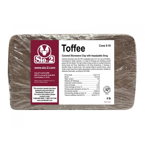 SIO-2® TOFFEE - Caramel Stoneware Clay with Impalpable Grog, 4 lb Sample